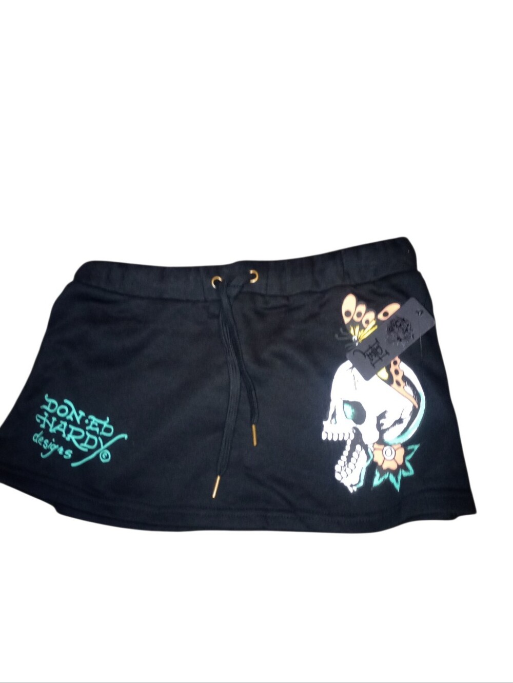 Ed Hardy Black Skull Graphic Women's Skirt, Size M, NWT